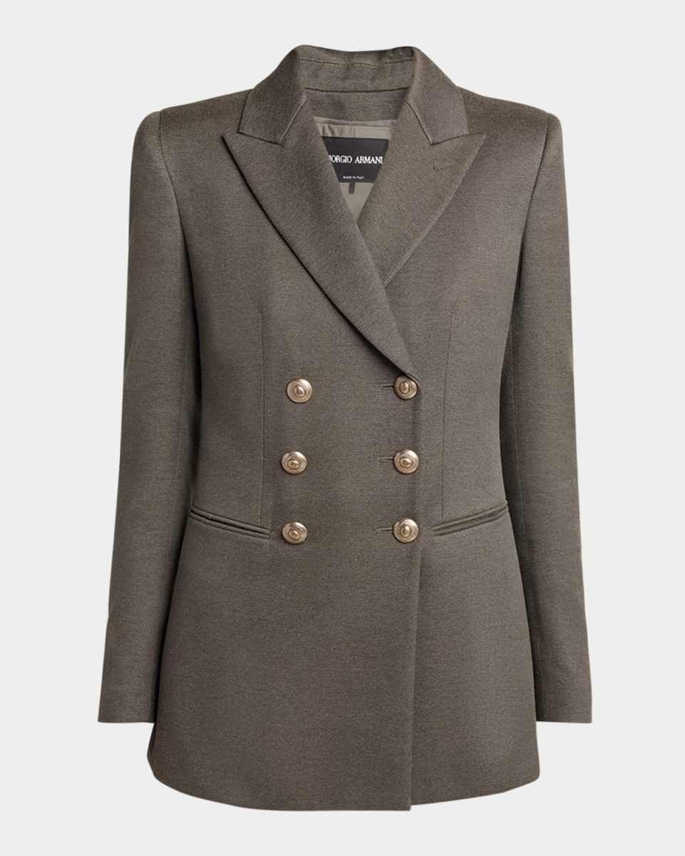 Silk Cotton Double-Breasted Blazer